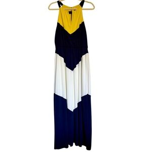 Vince Camuto Yellow, White, and Blue Maxi Dress